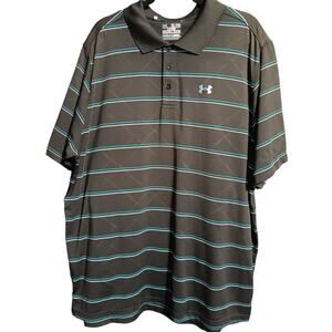 Under Armour Men's XXL Short Sleeve Black Striped Polo Shirt (Sm. Spot on back)
